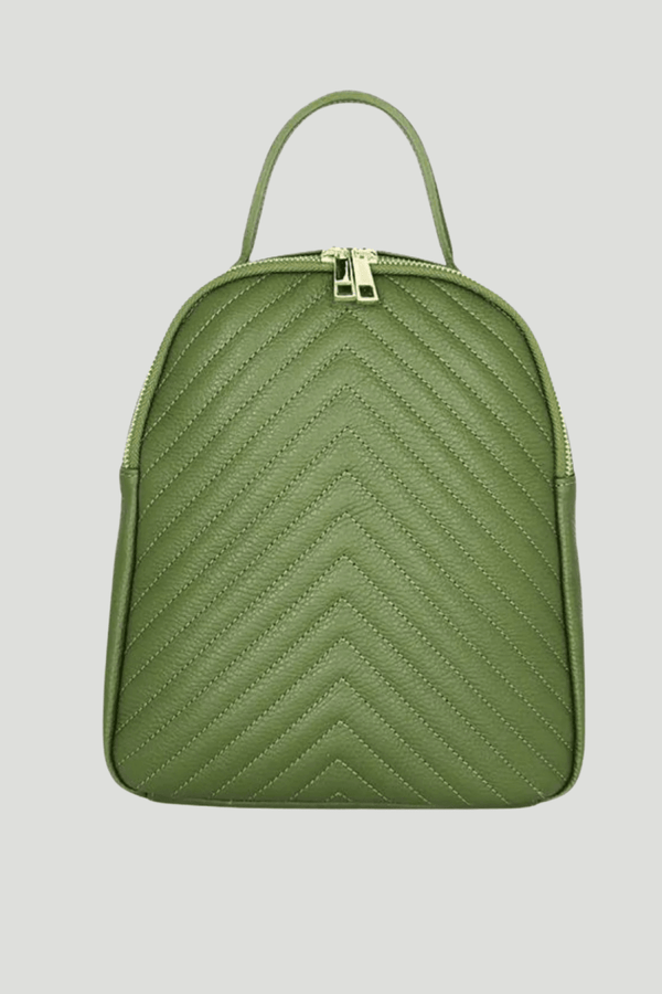 Zaino in vera Pelle "Dico" - Trapuntato - Verde Salvia - YULUBAGS