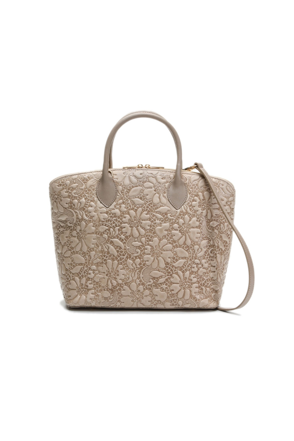 Zoe - Vera Pelle con rilievi floreali - Colore Rosa Cipria